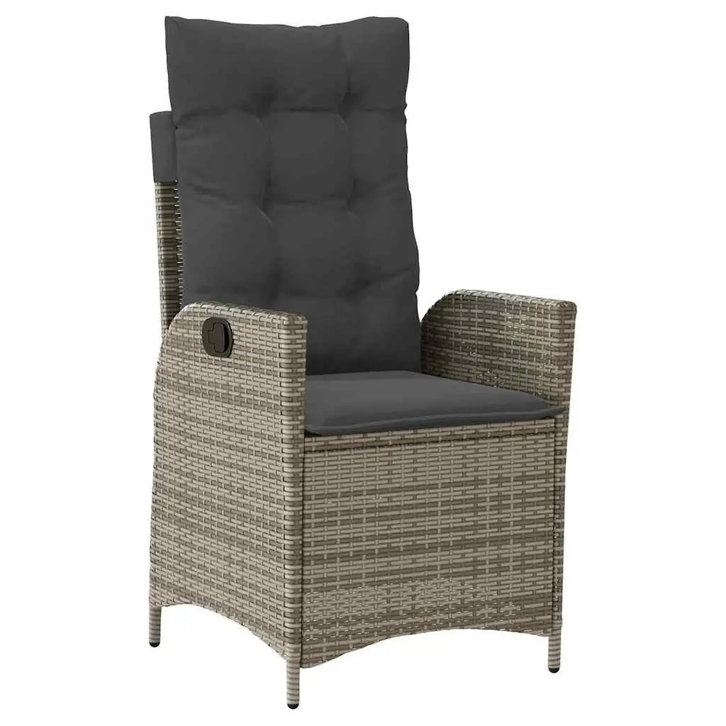 Garden Dining Set 5 Pieces Outdoor Use Grey Poly Rattan with Glass Tabletop