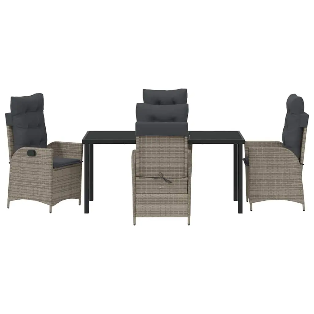 Outdoor Furniture Set 5 Piece Dining Set Grey Poly Rattan Glass Table