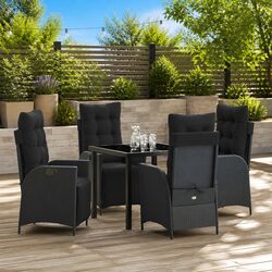 Reliable 5 Piece Black Rattan Set for Outdoor Dining