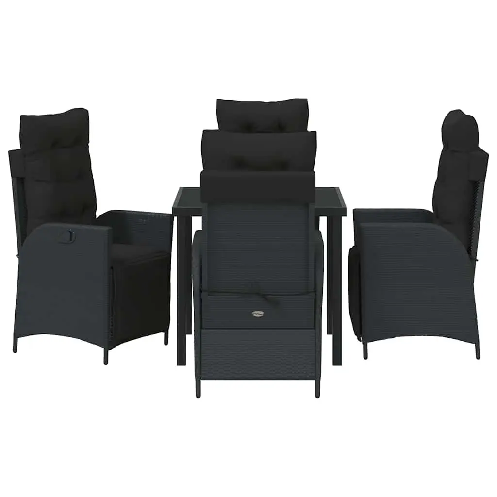 5 Piece Black Rattan Set for Outdoor Dining