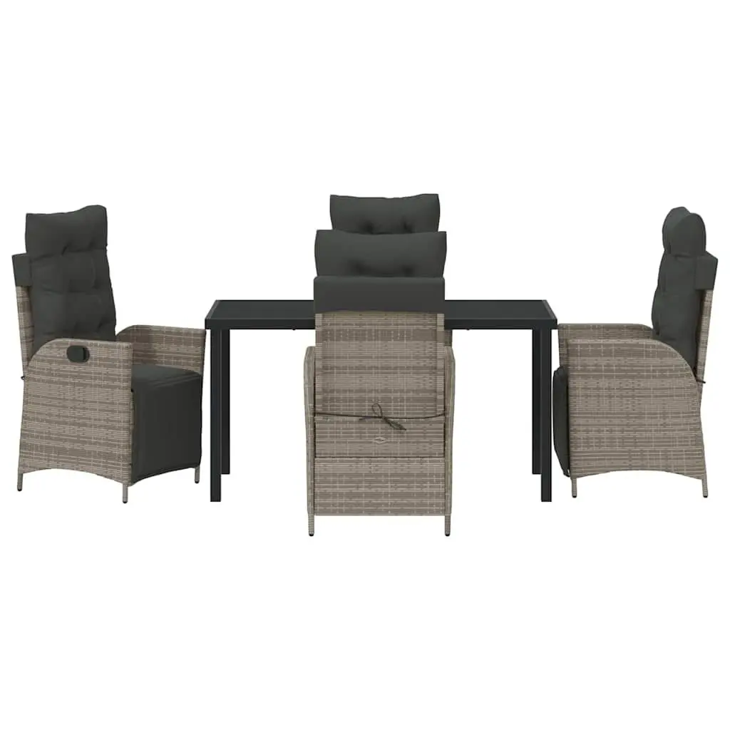 Garden Dining Set 5 Pieces Grey Poly Rattan Outdoor Furniture with Cushions
