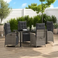 Comfortable Grey 5-Piece Garden Dining Set with Cushions Included