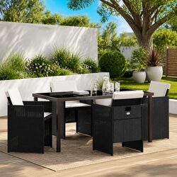 Durable and Stylish Black Garden Dining Set – 5 Pieces