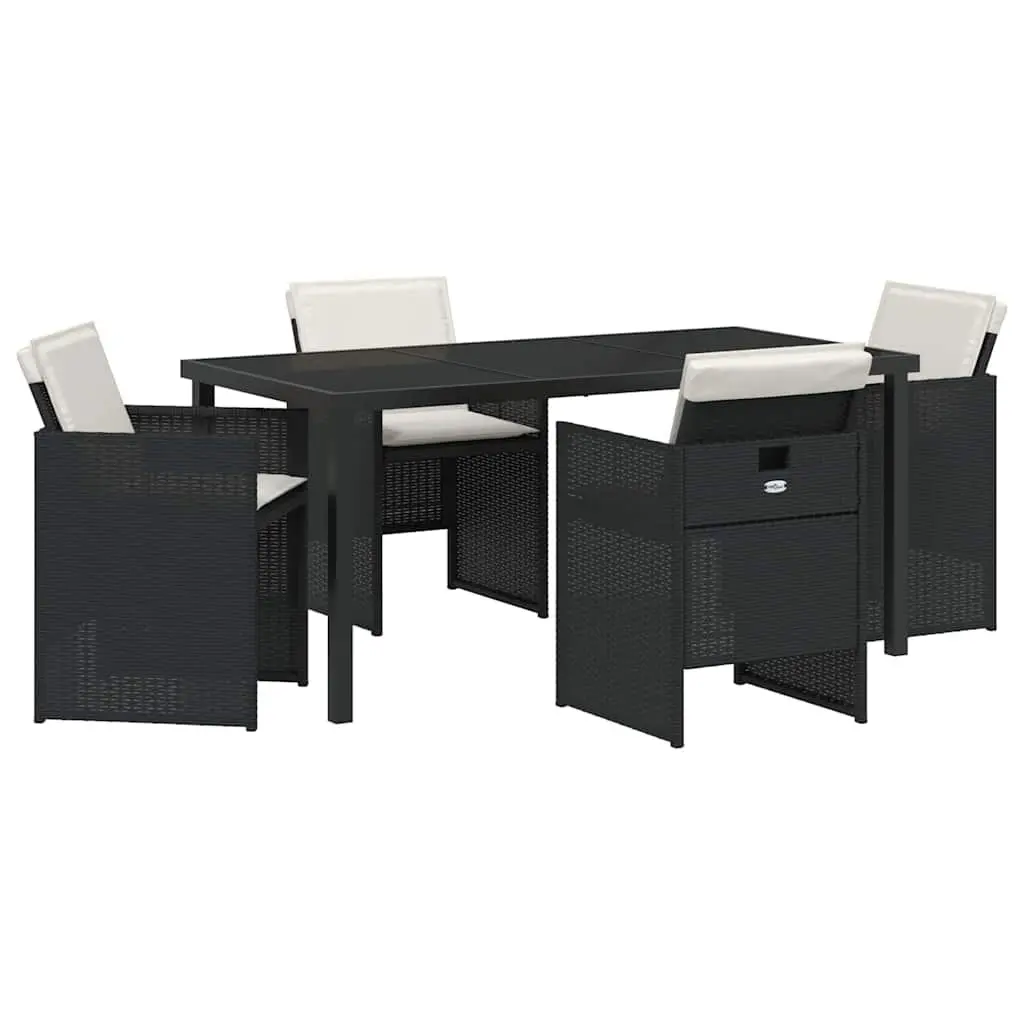 Garden Dining Set 5 Pieces Black Outdoor Furniture Table Chairs Patio Rattan