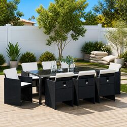 Reliable 9-Piece Black Dining Set for Your Garden