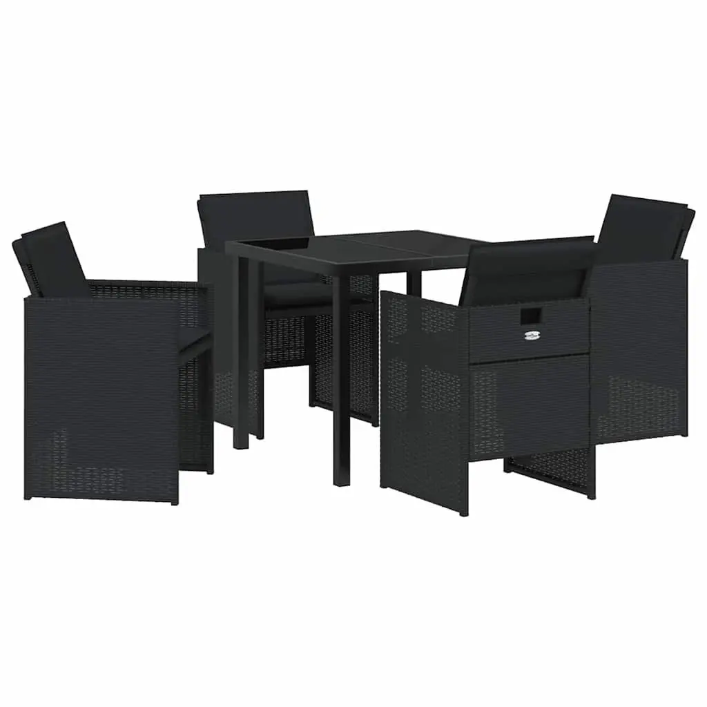 Garden Dining Set 5 Piece Outdoor Furniture Metal Frame Poly Rattan Black