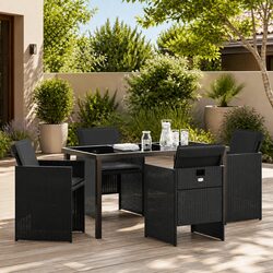 Reliable 5-Piece Black Garden Dining Set for Any Occasion
