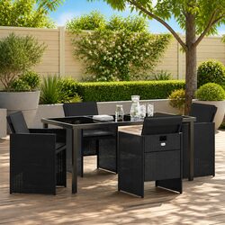 Reliable Black Outdoor Dining Set 5 Piece for Comfort