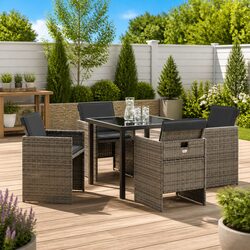 5-Piece Grey Rattan Steel Dining Set for Your Patio