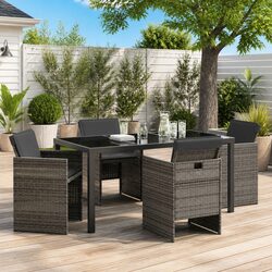 Reliable and Stylish 5-Piece Grey Dining Set for Outdoors