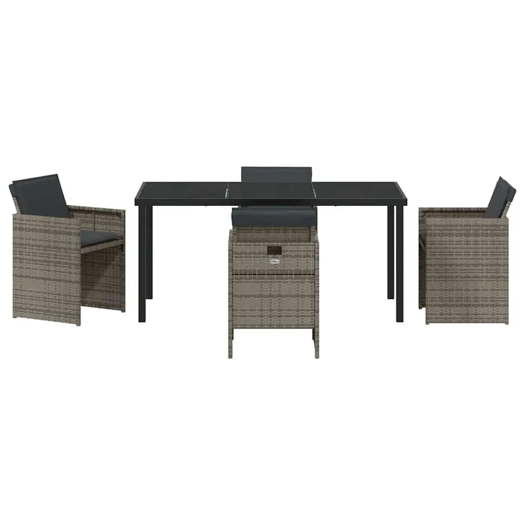 Garden Dining Set 5 Pieces Outdoor Furniture Steel Frame Poly Rattan Grey
