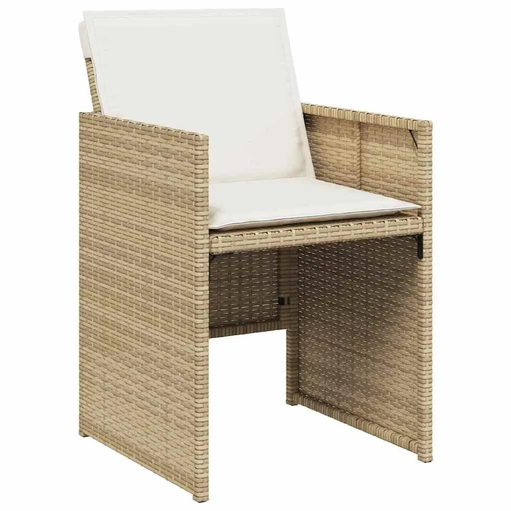 Garden Dining Set 5 Pieces Outdoor Furniture Beige Metal Frame Tempered Glass Table Poly Rattan Chairs