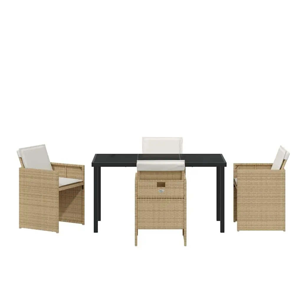 Beige Poly Rattan 5-Piece Dining Set