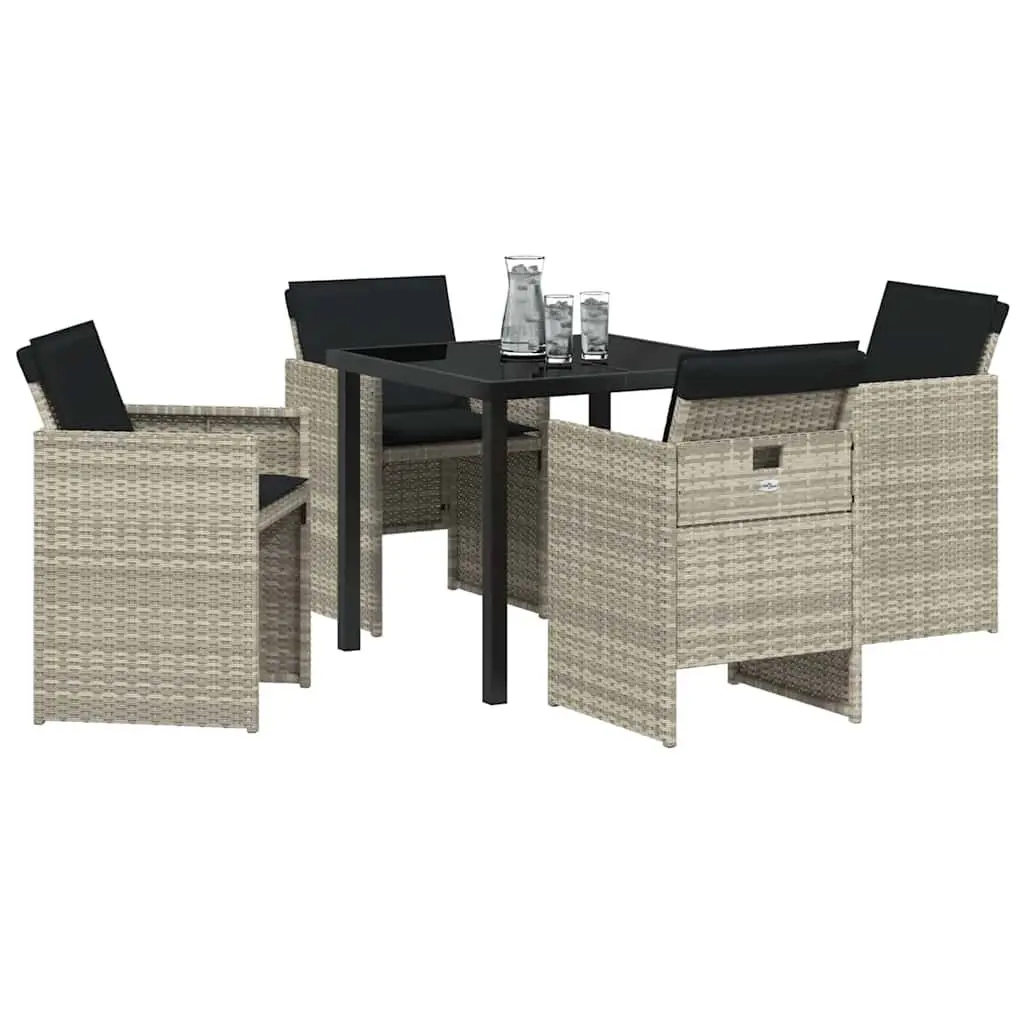 Garden Dining Set 5 Pieces Light Grey Outdoor Furniture Table Chairs Patio