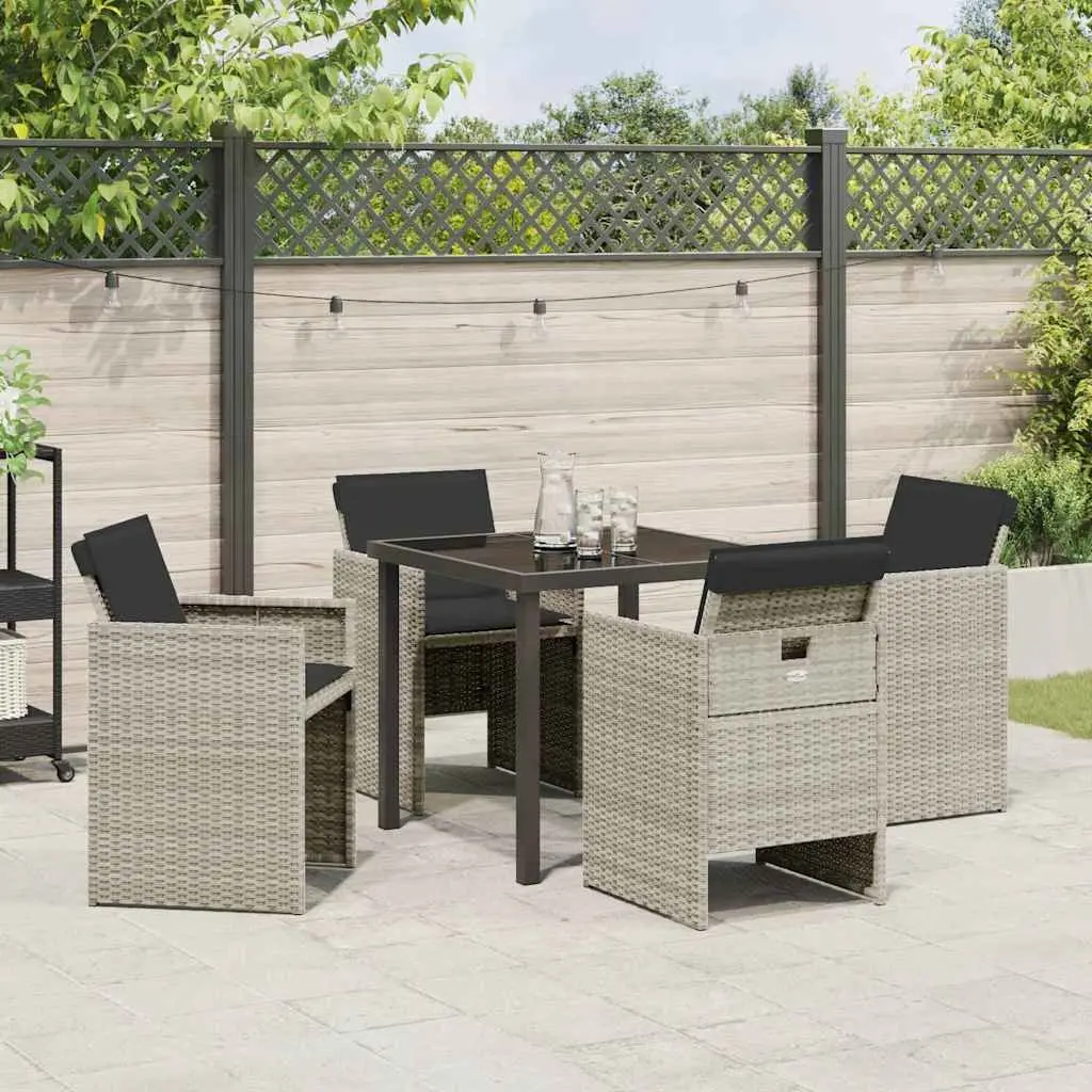 Garden Dining Set 5 Pieces Light Grey Outdoor Furniture Table Chairs Patio
