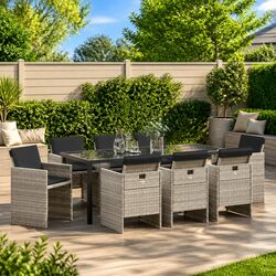 Reliable 9-Piece Garden Dining Set with Poly Rattan