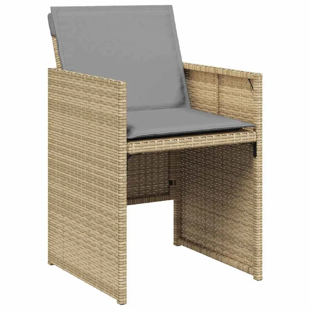 Garden Dining Set 5 Pieces Outdoor Furniture Beige Poly Rattan Metal Frame
