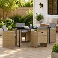 Comfortable and Reliable 5-Piece Beige Dining Set