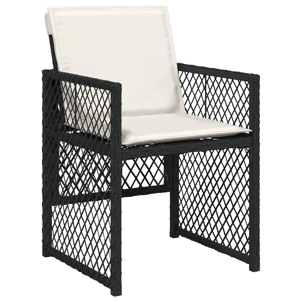 Garden Dining Set 5 Pieces Outdoor Furniture Black Poly Rattan Glass Top
