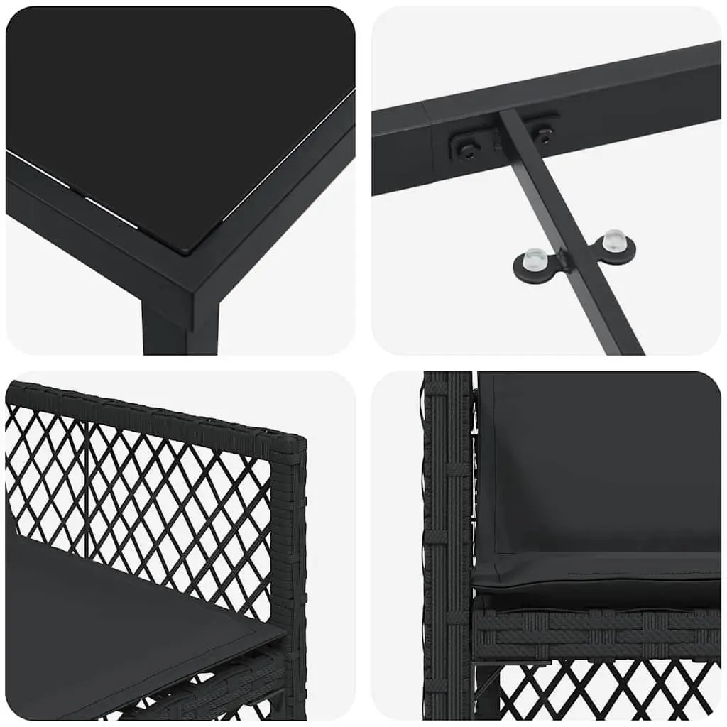 Outdoor Dining Set 5 Piece Black Poly Rattan Garden Furniture Table Chairs
