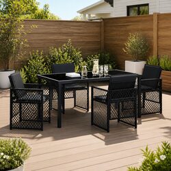 Reliable 5-Piece Black Dining Set with Practical Features