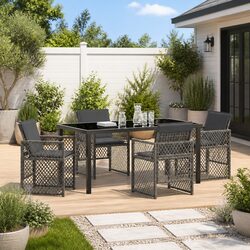 Comfortable 5-Piece Grey Garden Dining Set for Outdoor Use