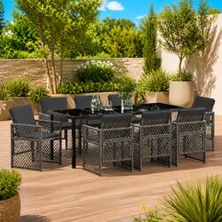 Comfortable 9-Piece Grey Outdoor Dining Set