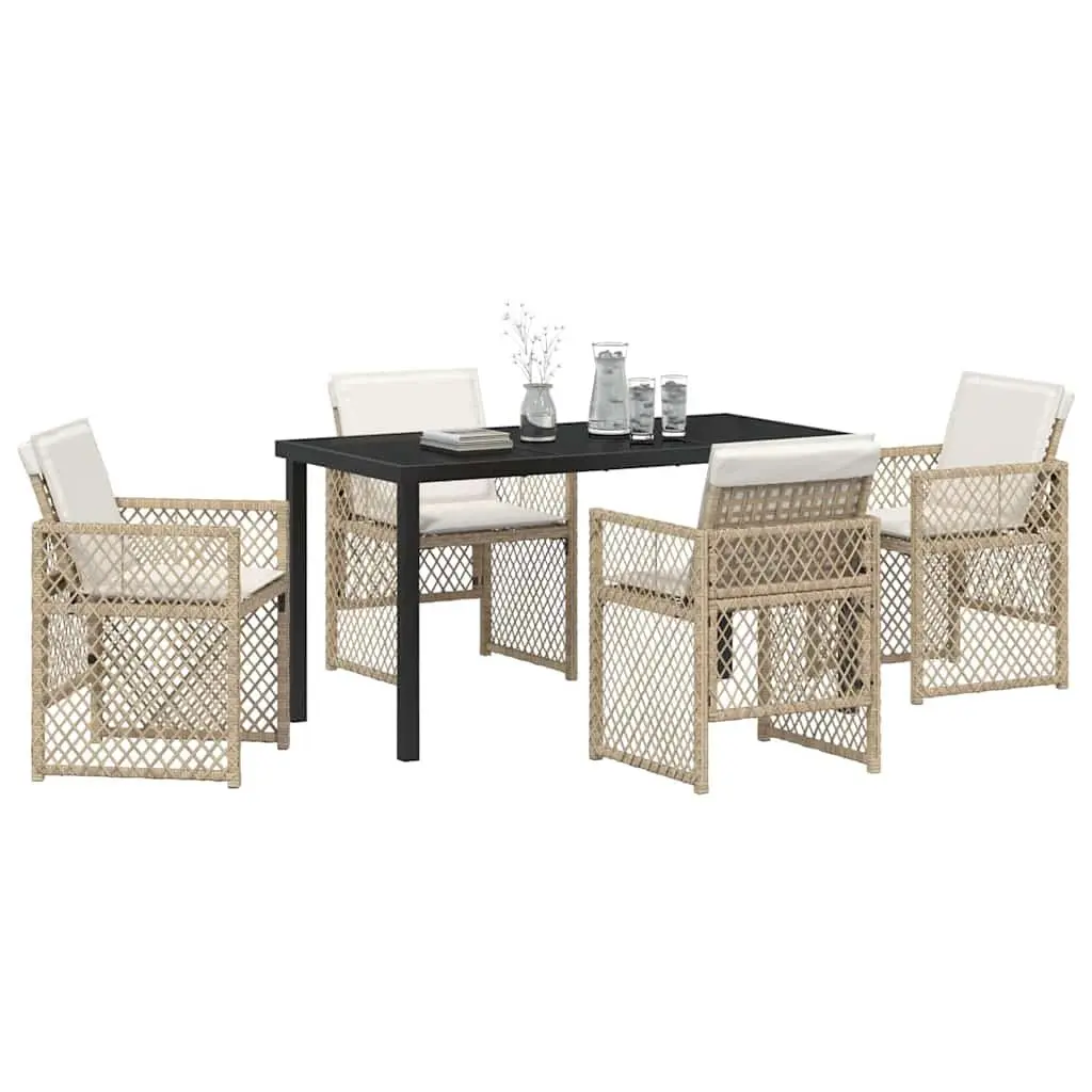 Garden Dining Set 5 Piece Outdoor Furniture Patio Table Chairs Beige