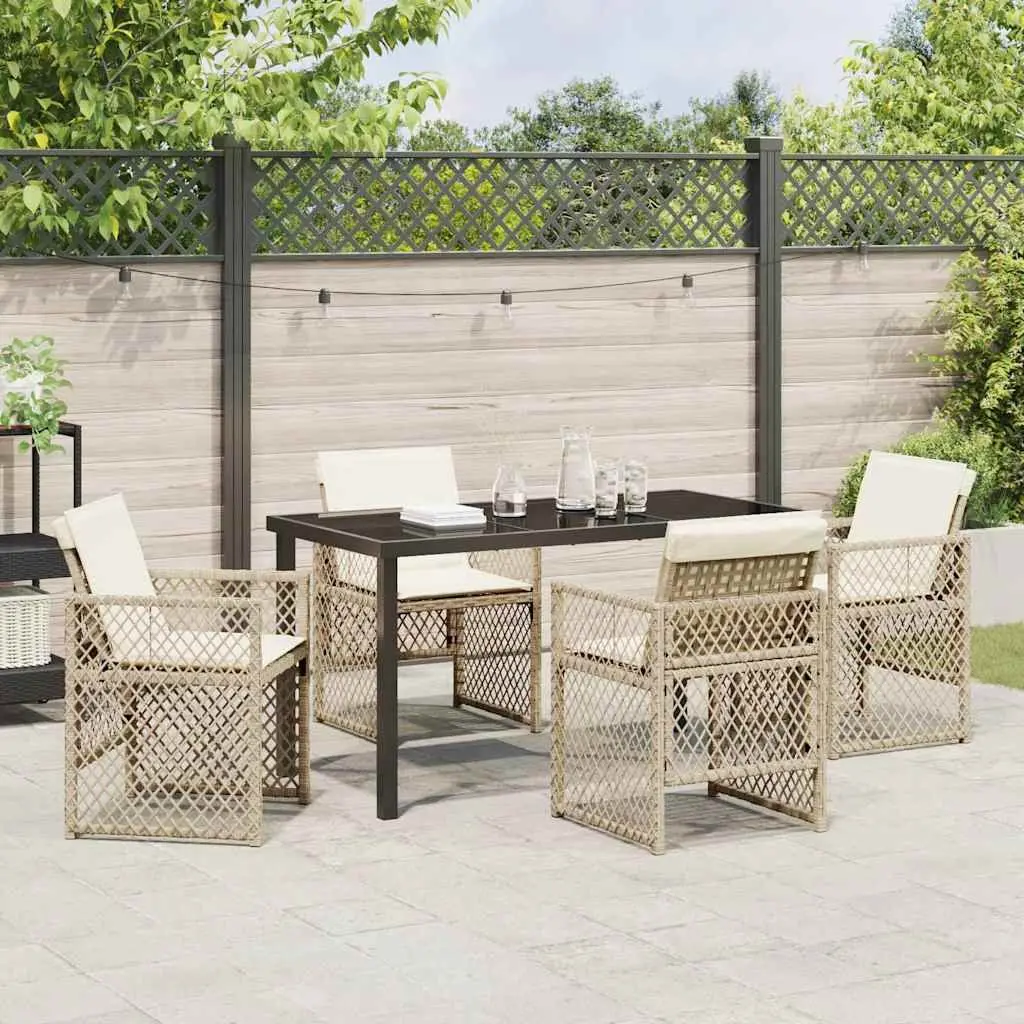 Garden Dining Set 5 Piece Outdoor Furniture Patio Table Chairs Beige
