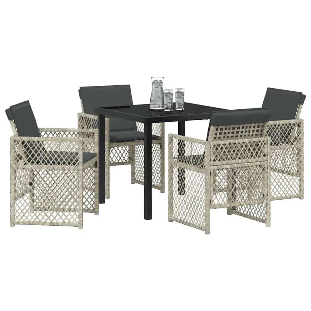 Garden Dining Set 5 Pieces Light Grey Outdoor Furniture Patio Table Chairs