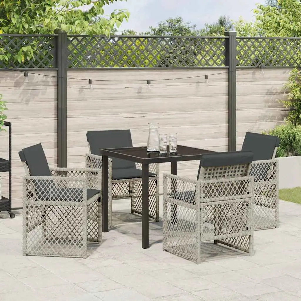 Garden Dining Set 5 Pieces Light Grey Outdoor Furniture Patio Table Chairs