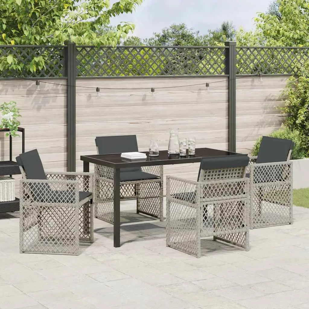 Garden Dining Set 5 Pieces Light Grey Outdoor Furniture Patio Table Chairs
