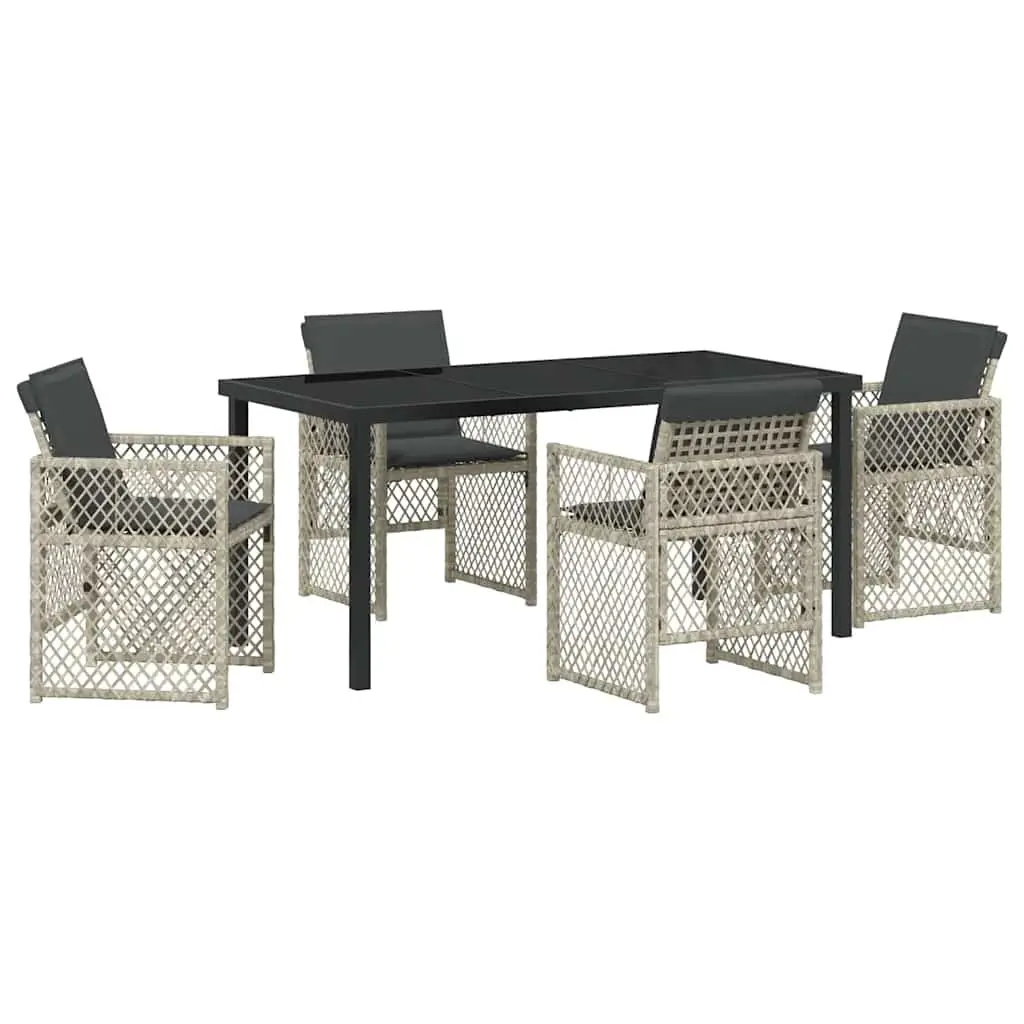 Garden Dining Set 5 Pieces Light Grey Outdoor Furniture Poly Rattan Patio Table