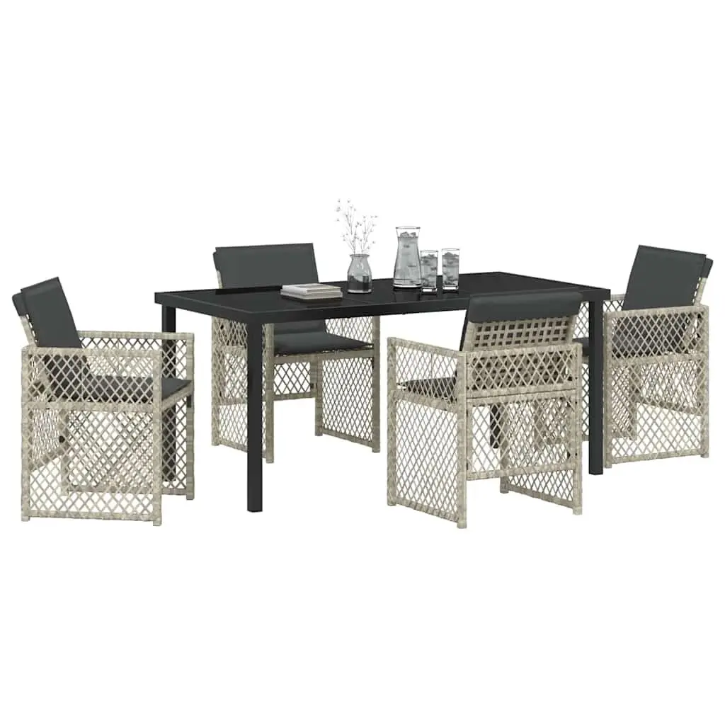 Garden Dining Set 5 Pieces Light Grey Outdoor Furniture Poly Rattan Patio Table