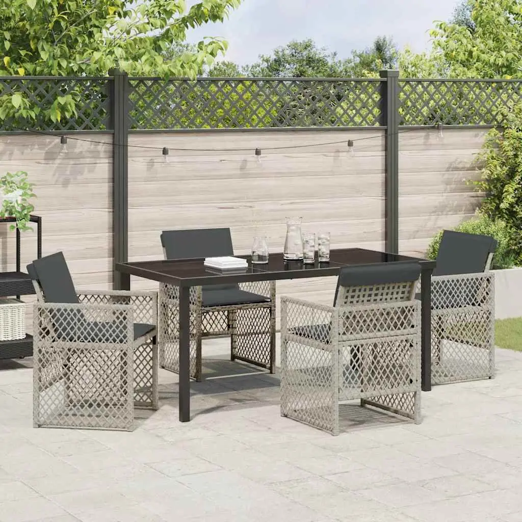 Garden Dining Set 5 Pieces Light Grey Outdoor Furniture Poly Rattan Patio Table