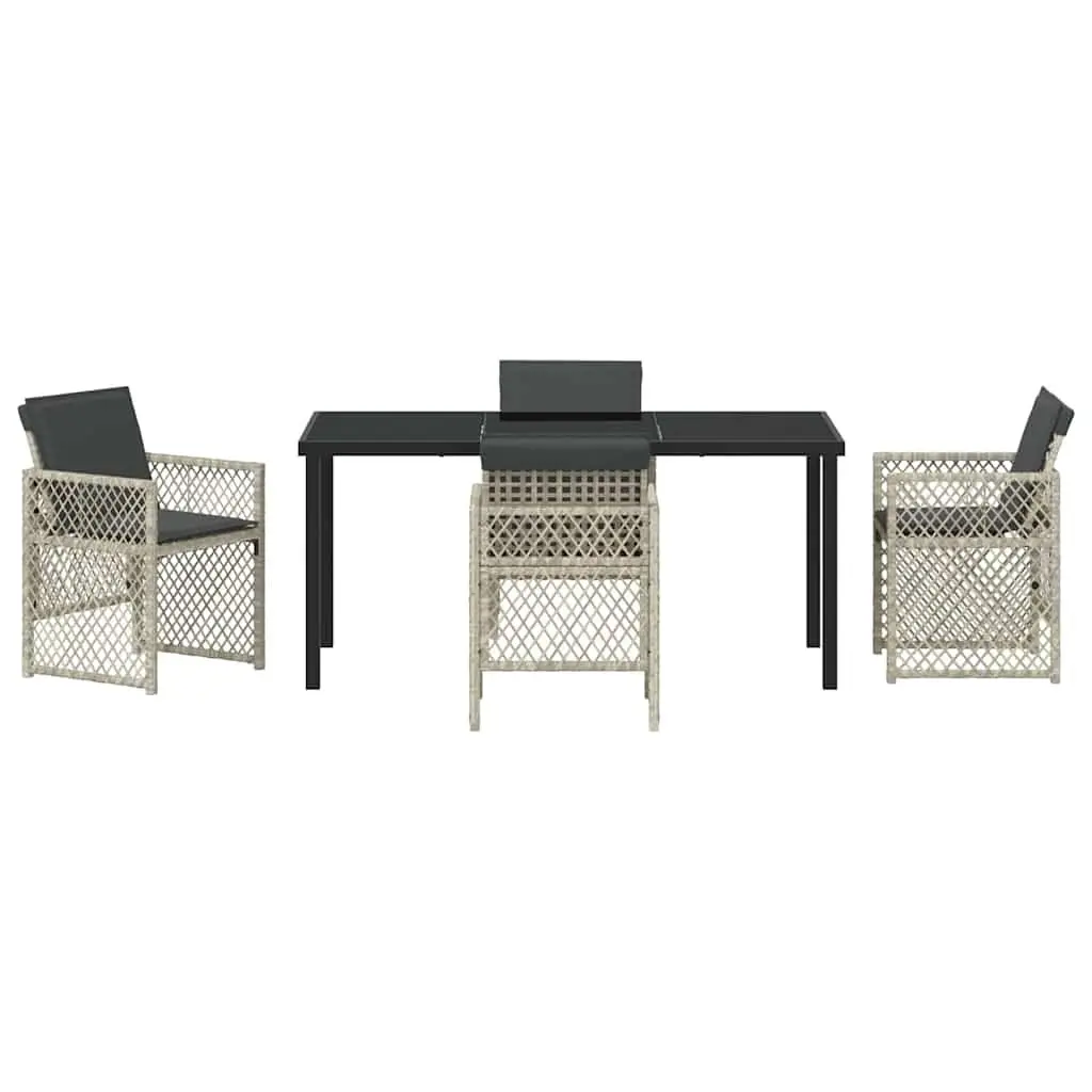 Garden Dining Set 5 Pieces Light Grey Outdoor Furniture Poly Rattan Patio Table