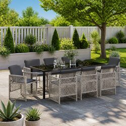 Comfortable 9-Piece Garden Dining Set with Value