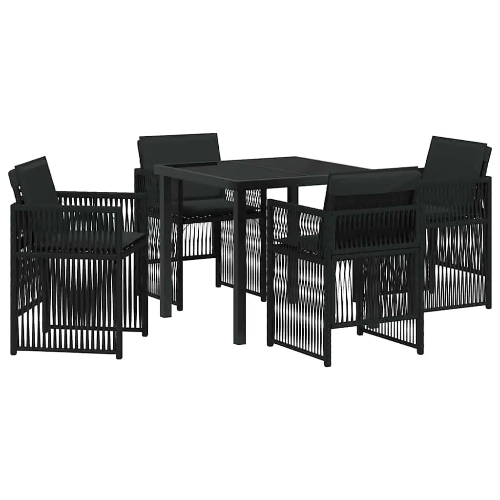 Outdoor Dining Set Black Steel 5 Piece Garden Furniture Table Chairs Patio