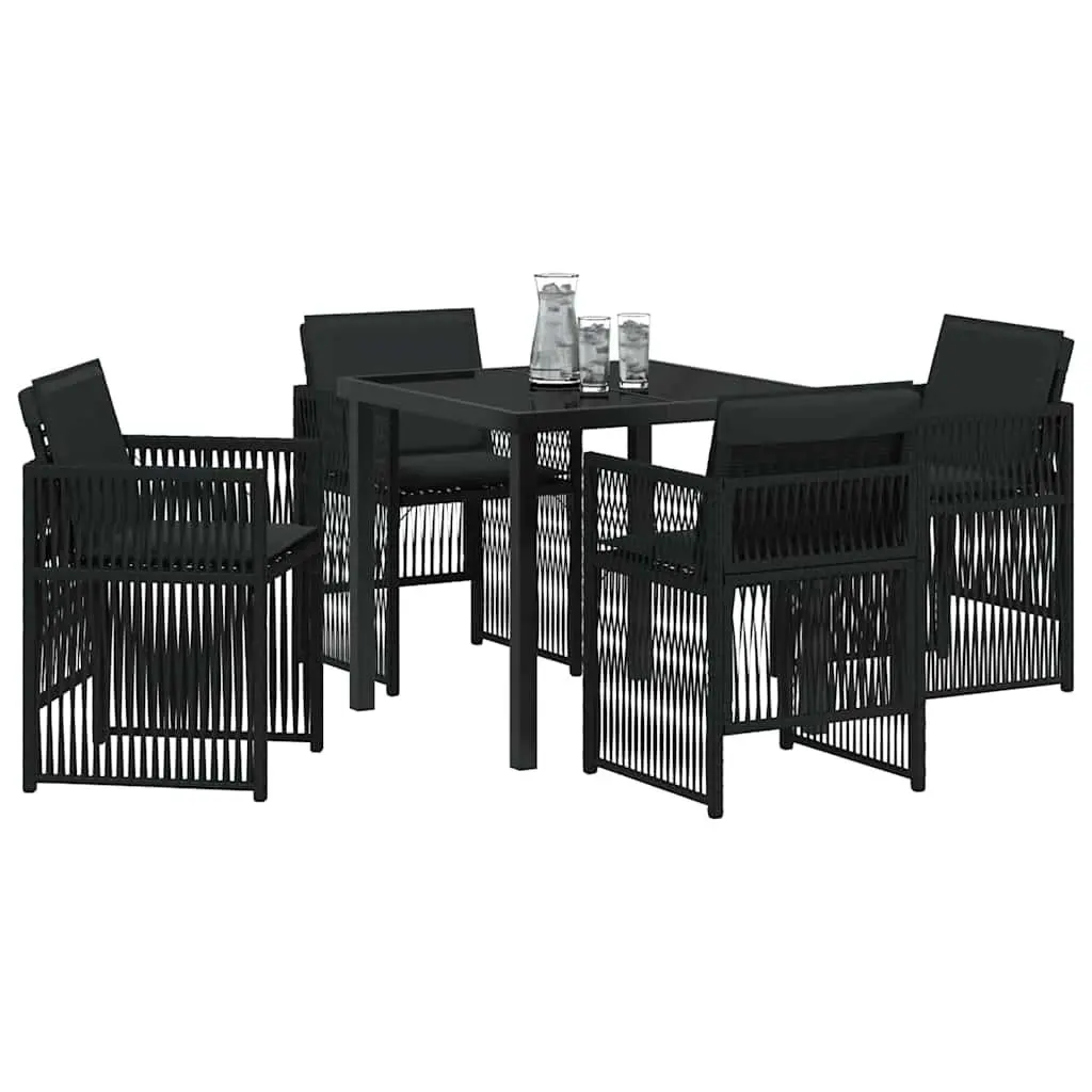 Outdoor Dining Set Black Steel 5 Piece Garden Furniture Table Chairs Patio