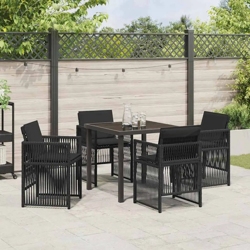 Outdoor Dining Set Black Steel 5 Piece Garden Furniture Table Chairs Patio