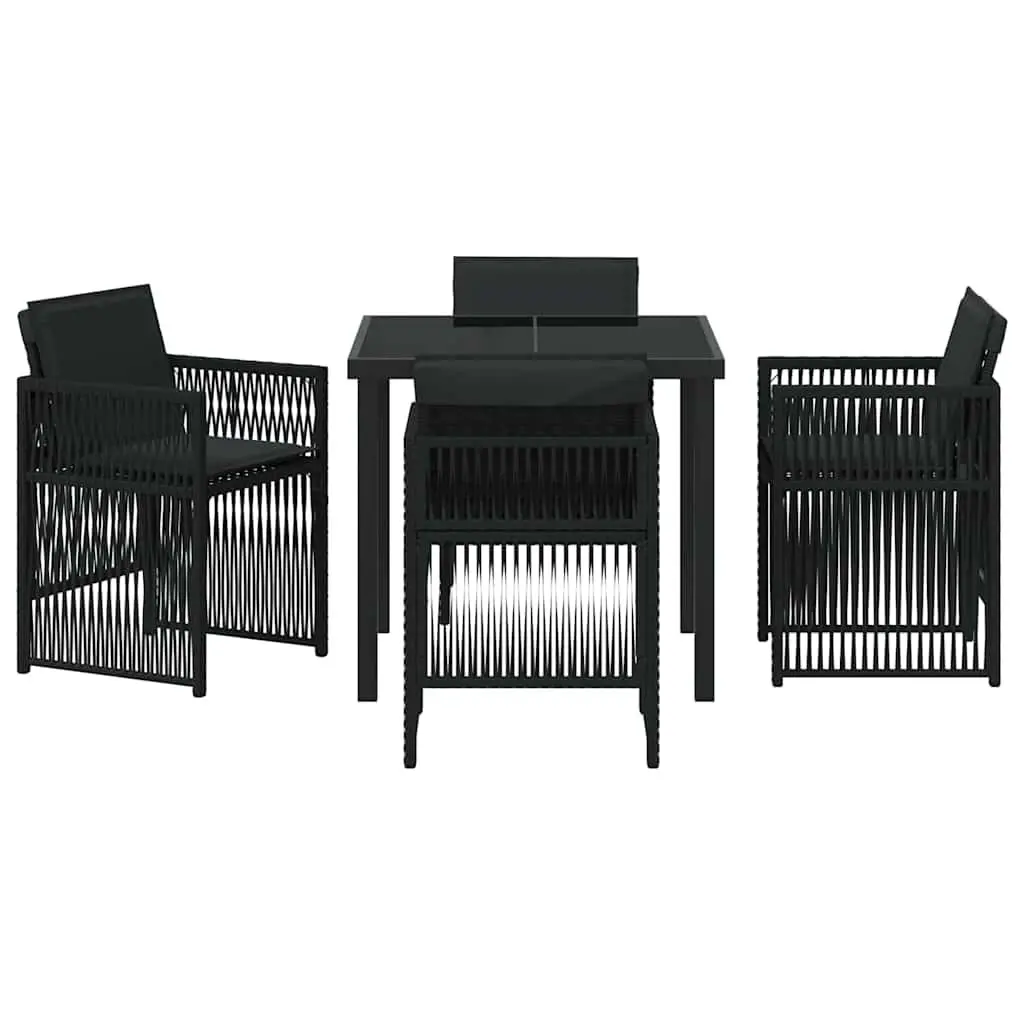 Outdoor Dining Set Black Steel 5 Piece Garden Furniture Table Chairs Patio