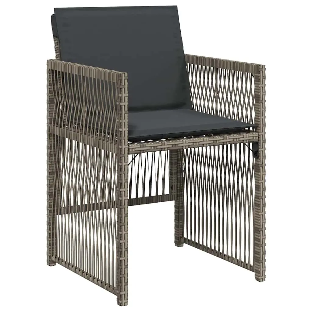 Garden Dining Set 5 Piece Outdoor Furniture Grey Steel Frame Rattan Armrests