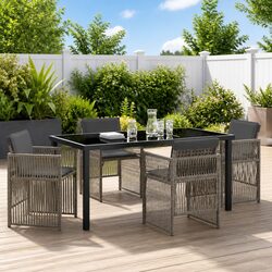 Comfort and Value: 5-Piece Grey Garden Dining Set