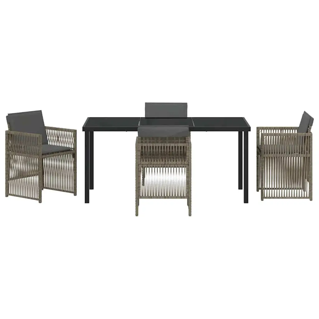 Garden Dining Set 5 Pieces Outdoor Furniture Steel Frame Grey Cushions