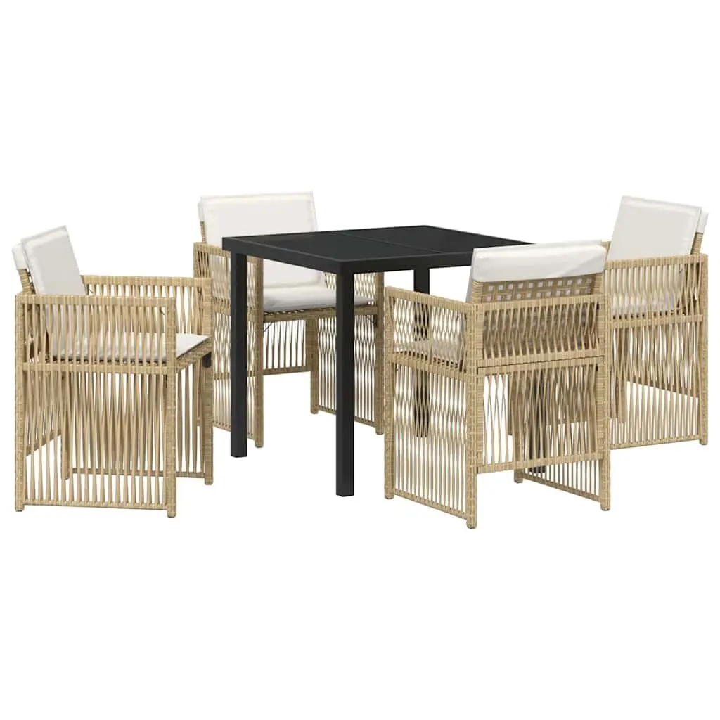 Outdoor Furniture Set 5 Piece Dining Garden Steel Frame Rattan Brown