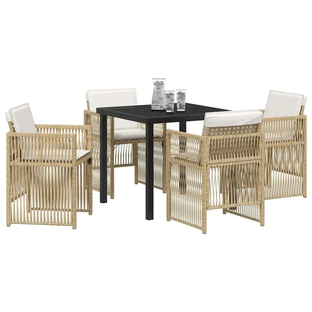 Outdoor Furniture Set 5 Piece Dining Garden Steel Frame Rattan Brown