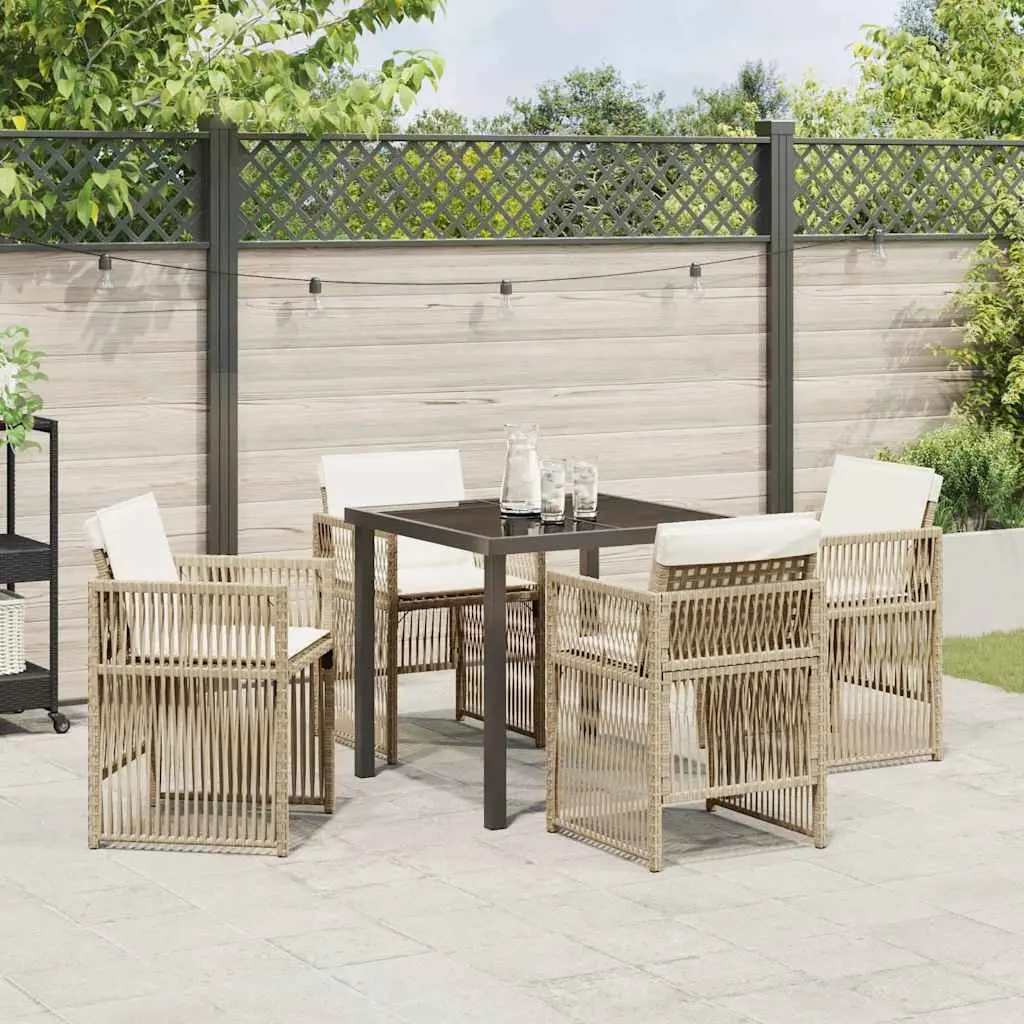 Outdoor Furniture Set 5 Piece Dining Garden Steel Frame Rattan Brown