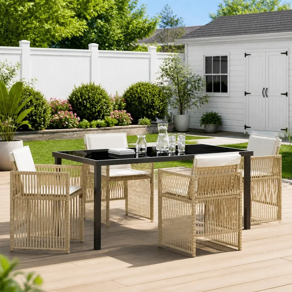 5-Piece Garden Dining Set with Cushions