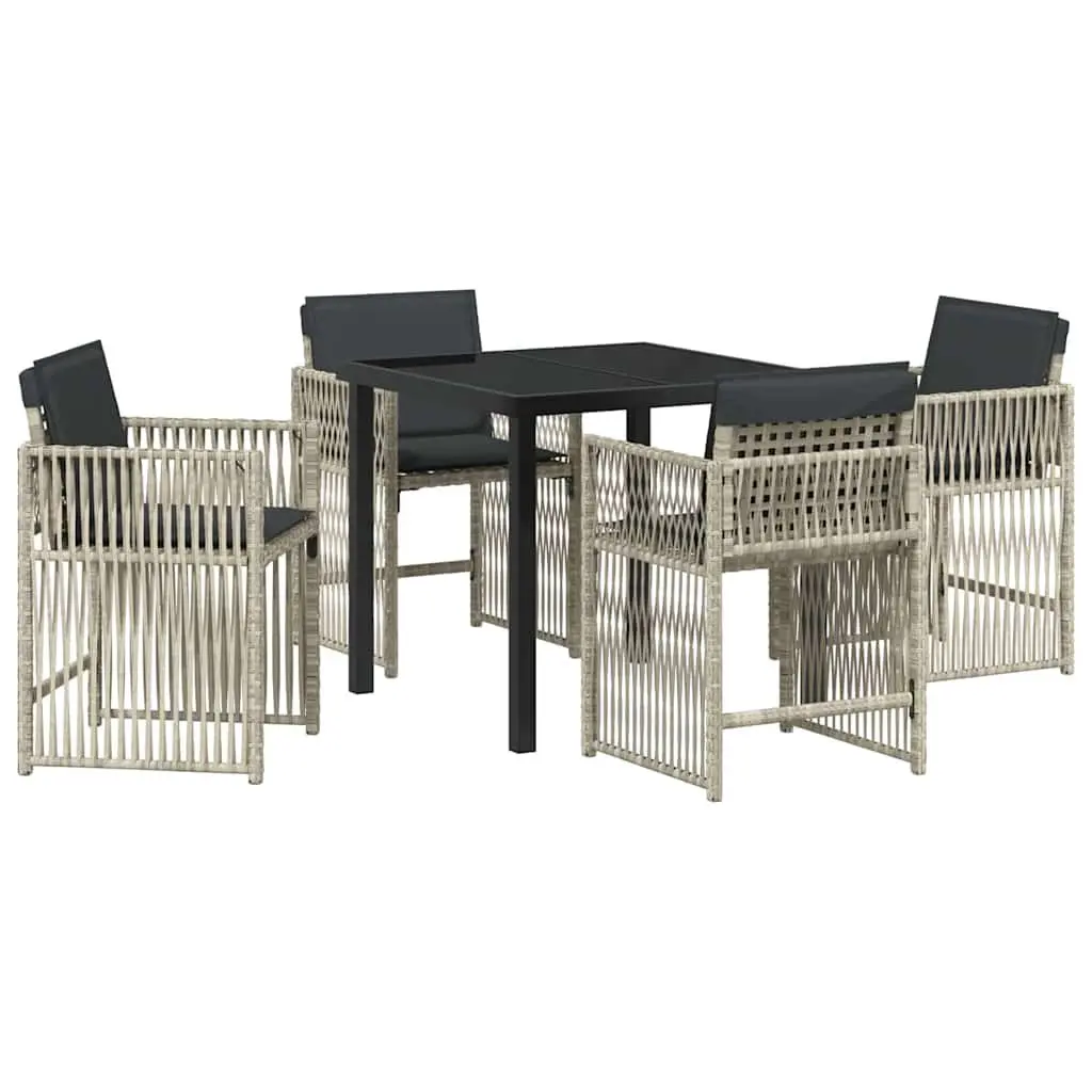 Garden Dining Set 5 Piece Light Grey Outdoor Furniture with Cushions
