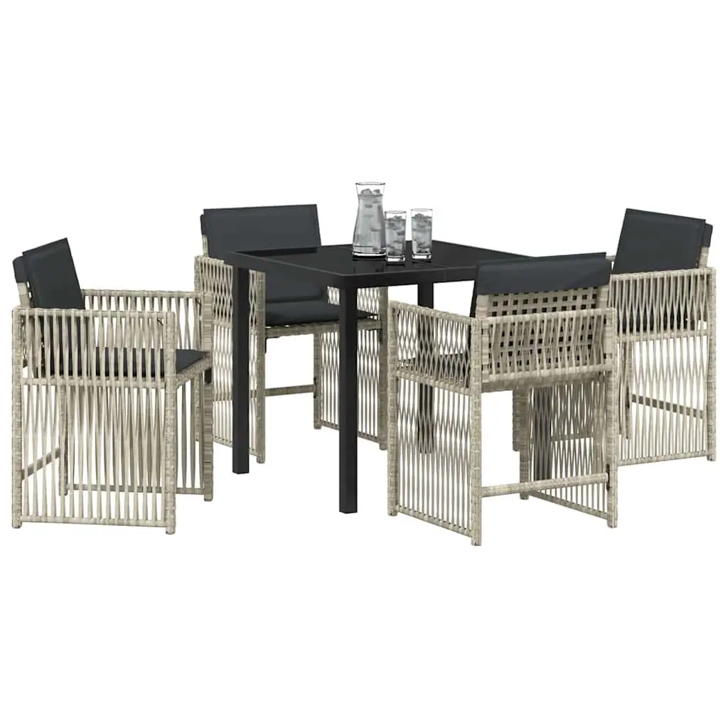 Garden Dining Set 5 Piece Light Grey Outdoor Furniture with Cushions
